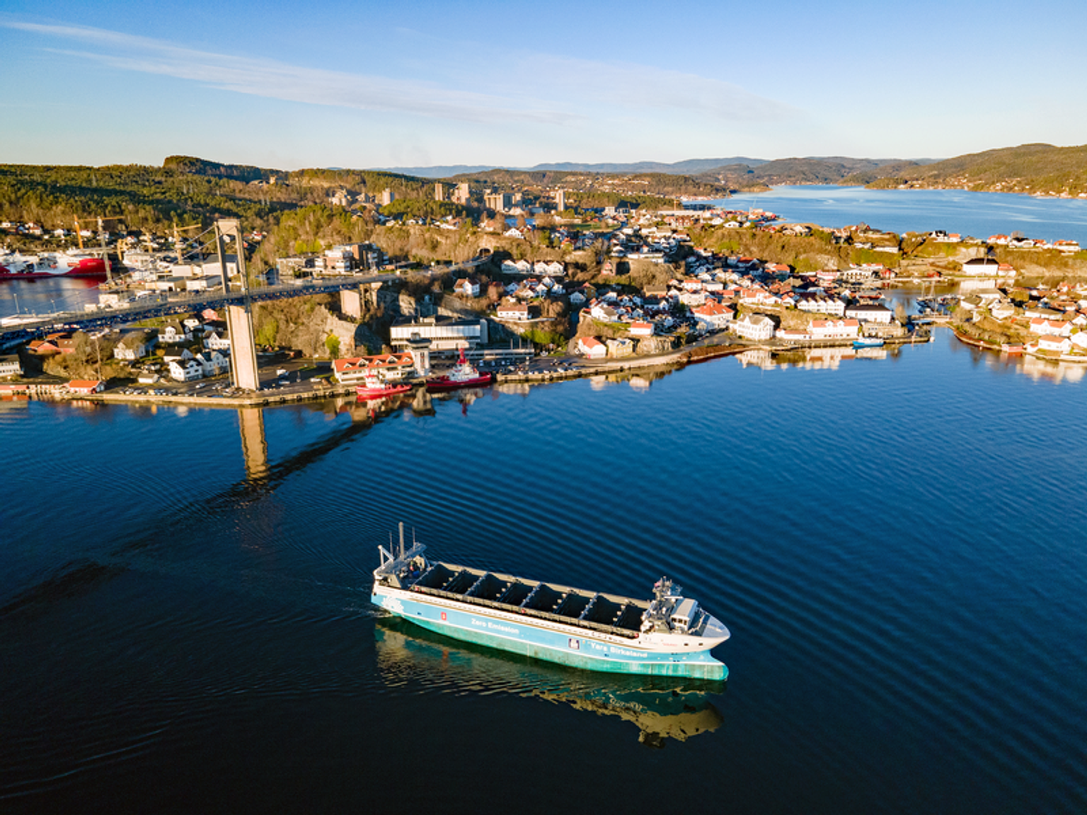 Yara Birkeland ship sailing in coastal Norway